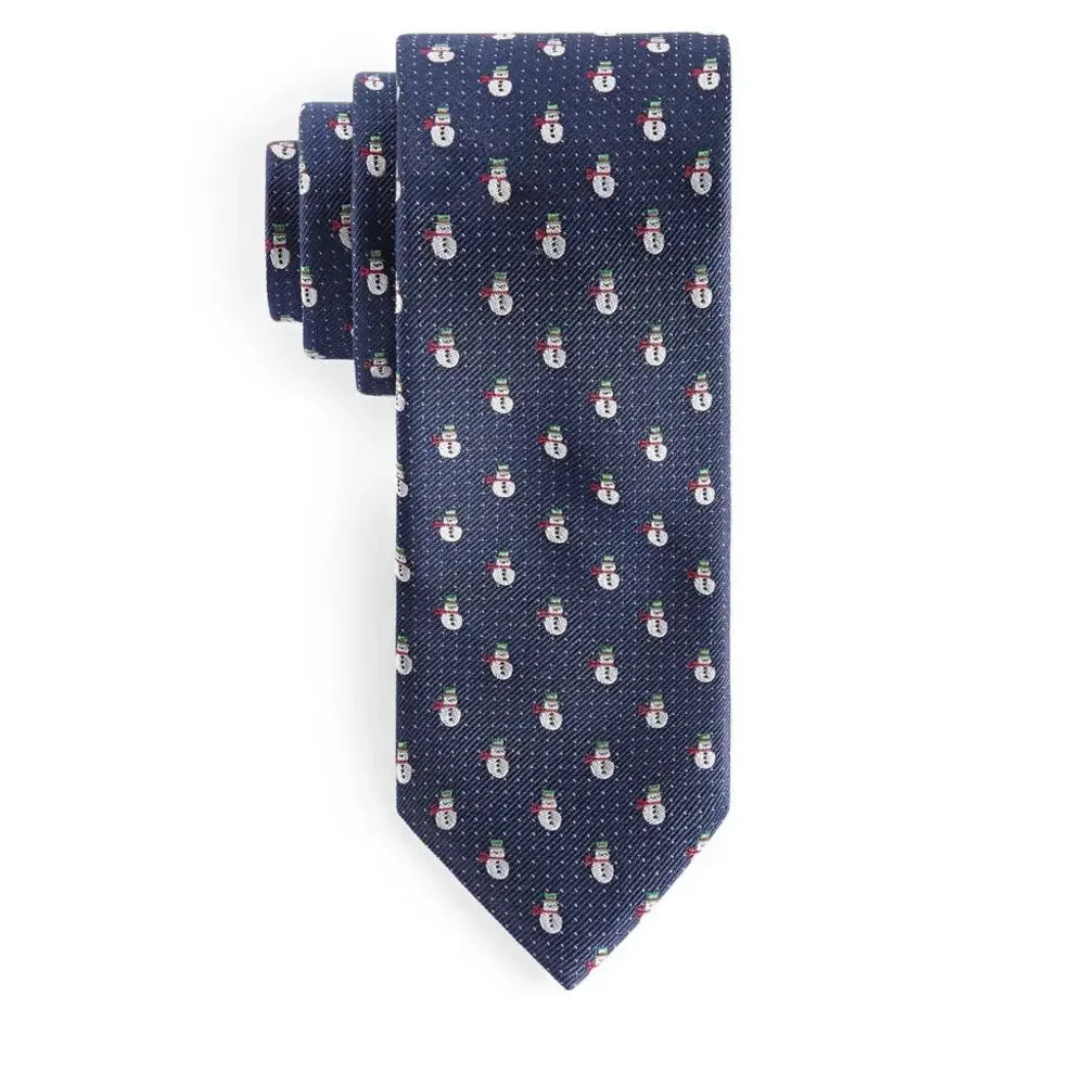 New Lauren Ralph Lauren Boys Kids Window Snowman Neck Tie Silk Blend Navy NWT